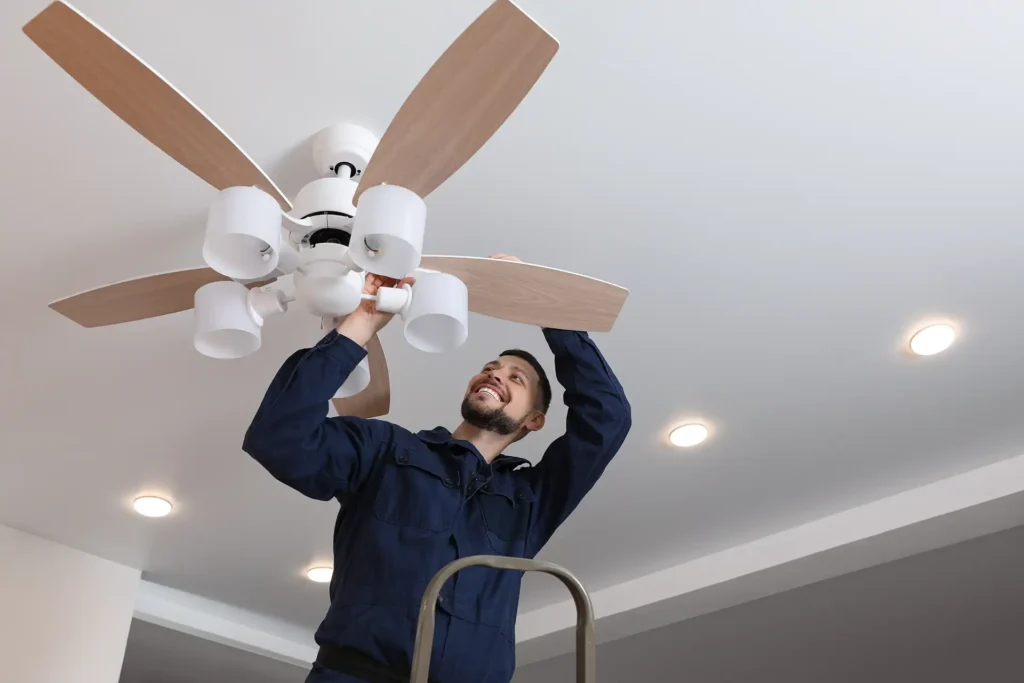 Ceiling fan installed in home