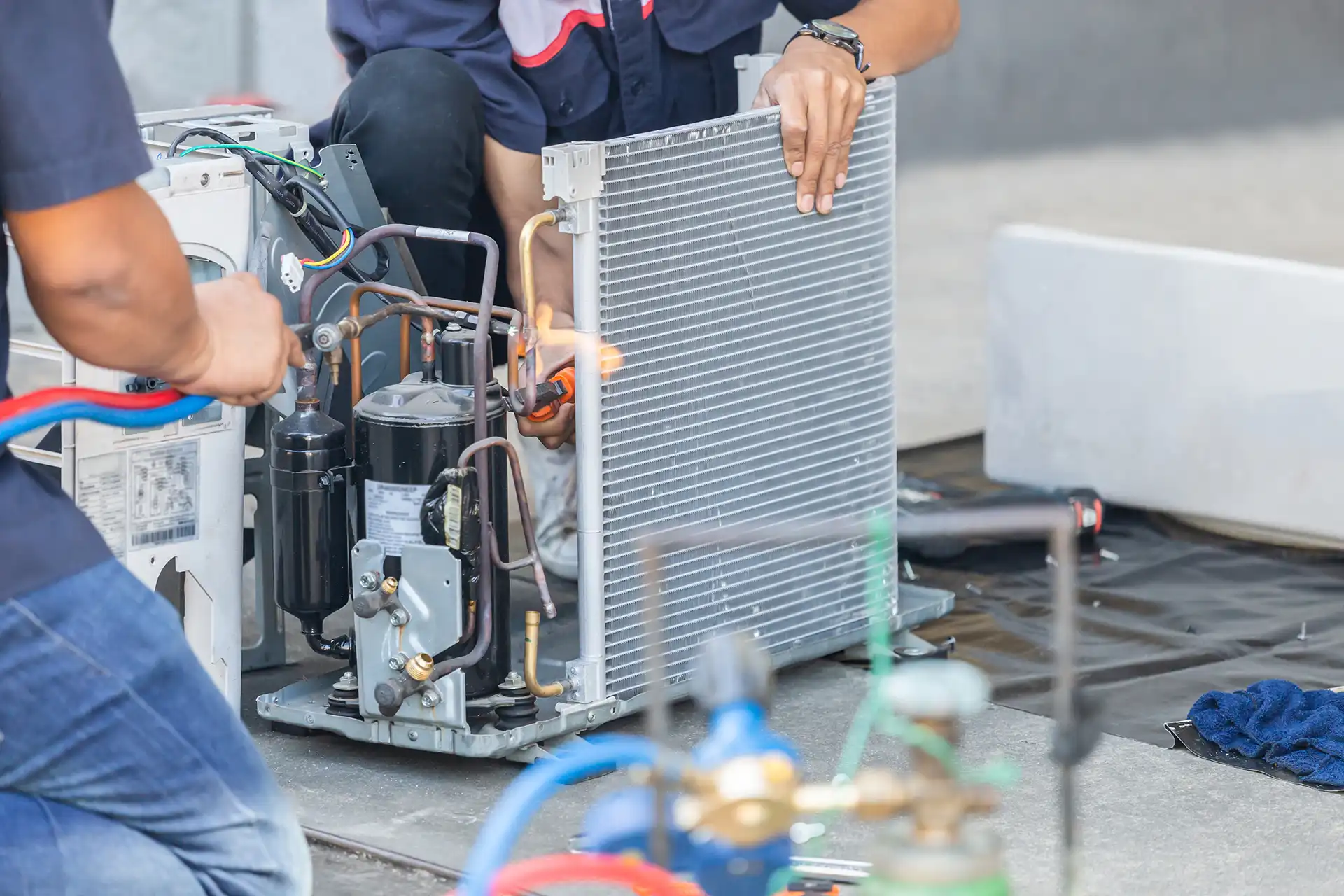 Commercial AC units installed on rooftop or building exterior