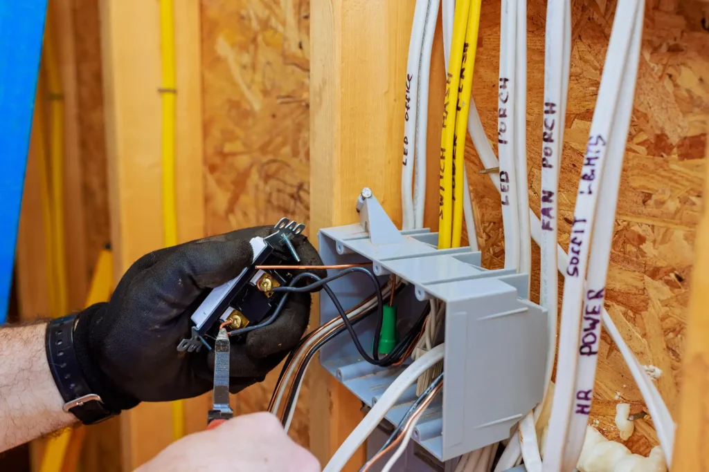 Electrician performing electrical remodeling work